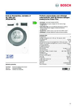 Product informatie BOSCH wasmachine WGG246Z7NL