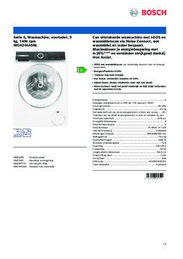 Product informatie BOSCH wasmachine WGH244A9NL