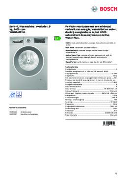 Product informatie BOSCH wasmachine grijs WGG244FINL