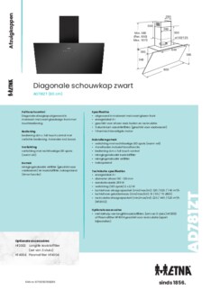 Product informatie ETNA afzuigkap wand zwart AD781ZT
