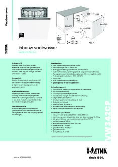 Product informatie ETNA vaatwasser inbouw VW342CP