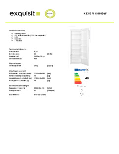 Product informatie EXQUISIT koelkast KS350 V H 040DW