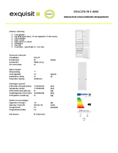 Product informatie EXQUISIT koelkast inbouw EKGC270 70 E 040E