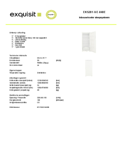 Product informatie EXQUISIT koelkast inbouw EKS201 V E 040E