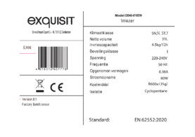 Product informatie EXQUISIT vrieskast GB40 010EW