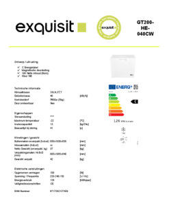 Product informatie EXQUISIT vrieskist GT200 HE 040CW