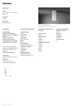 Product informatie FALMEC afzuigkap eiland MIRAPLUS40E3W