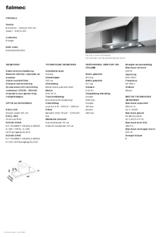 Product informatie FALMEC afzuigkap vlakscherm VIRGO120W3BL
