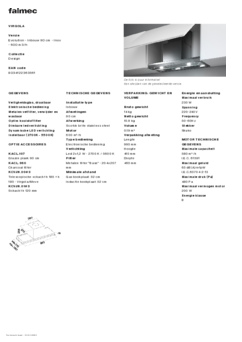 Product informatie FALMEC afzuigkap vlakscherm VIRGO90W3