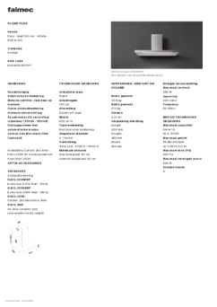 Product informatie FALMEC afzuigkap wand PLANEPLUS120W3W
