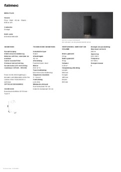 Product informatie FALMEC afzuigkap wand zwart MIRA40PLUSW3BL