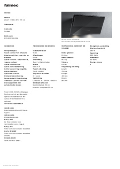 Product informatie FALMEC afzuigkap wand zwart glas VERSO55BL 1