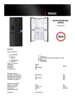 Product informatie FRILEC amerikaanse koelkast BONN MD458 WS 040DDI