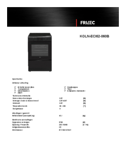 Product informatie FRILEC fornuis inductie KOLN ECI62 060B