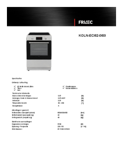 Product informatie FRILEC fornuis inductie KOLN ECI62 060I