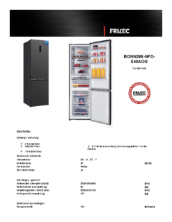 Product informatie FRILEC koelkast BONN388 NFD 040ADG