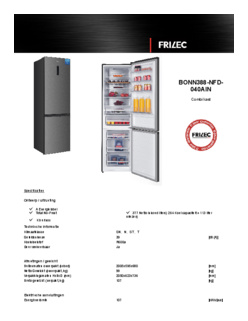 Product informatie FRILEC koelkast BONN388 NFD 040AIN