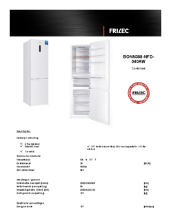 Product informatie FRILEC koelkast BONN388 NFD 040AW