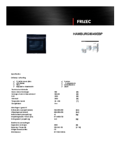 Product informatie FRILEC oven inbouw HAMBURG8049EBP
