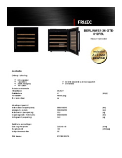Product informatie FRILEC wijnkoelkast inbouw BERLINWS1 36 GTE 012FBL