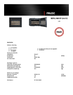 Product informatie FRILEC wijnkoelkast inbouw BERLINWSP 24 012