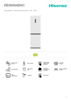 Product informatie HISENSE koelkast RB390N4BWC