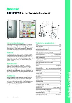 Product informatie HISENSE side by side koelkast RS818N4TFC