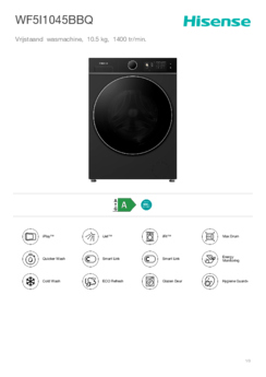 Product informatie HISENSE wasmachine zwart WF5I1045BBQ