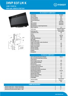 Product informatie INDESIT afzuigkap wand IHVP 83F LM K