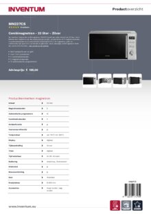Product informatie INVENTUM combi magnetron MN237CS