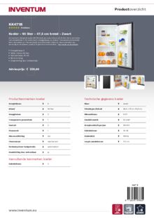 Product informatie INVENTUM koelkast KK471B