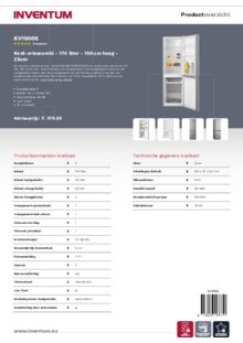Product informatie INVENTUM koelkast KV1500S