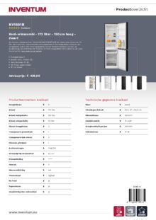 Product informatie INVENTUM koelkast KV1501B