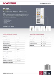 Product informatie INVENTUM koelkast KV1770W
