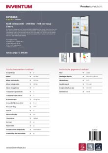 Product informatie INVENTUM koelkast KV1880B