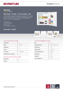 Product informatie INVENTUM koelkast compact KK470W