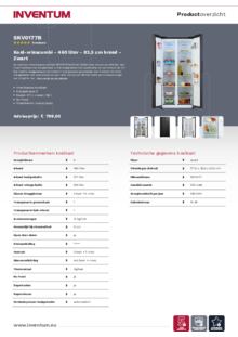 Product informatie INVENTUM side by side koelkast zwart SKV0177B