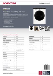 Product informatie INVENTUM wasmachine VWM1010W