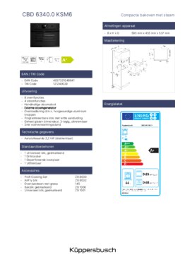 Product informatie KUPPERSBUSCH stoomoven inbouw CBD6340.0KSM6