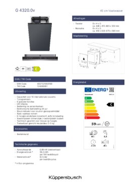 Product informatie KUPPERSBUSCH vaatwasser inbouw G4320.0V