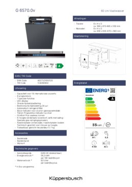 Product informatie KUPPERSBUSCH vaatwasser inbouw G6570.0V