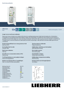Product informatie LIEBHERR koelkast CBNc 5223 22