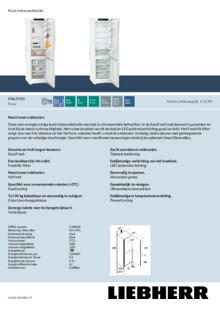 Product informatie LIEBHERR koelkast CNa 5703 20