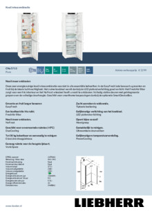 Product informatie LIEBHERR koelkast CNa 5713 20