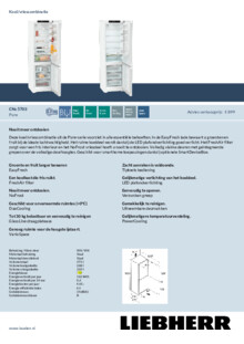 Product informatie LIEBHERR koelkast CNc 5703 22