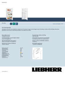 Product informatie LIEBHERR koelkast CTe 2531 26
