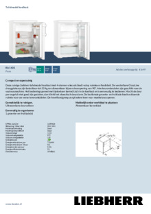 Product informatie LIEBHERR koelkast Rb 1401 20