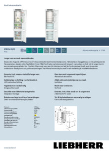 Product informatie LIEBHERR koelkast inbouw ICBNSD 5623 20