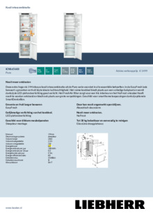 Product informatie LIEBHERR koelkast inbouw ICNSD 5603 20