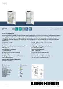 Product informatie LIEBHERR koelkast inbouw IRBc 4120 22
